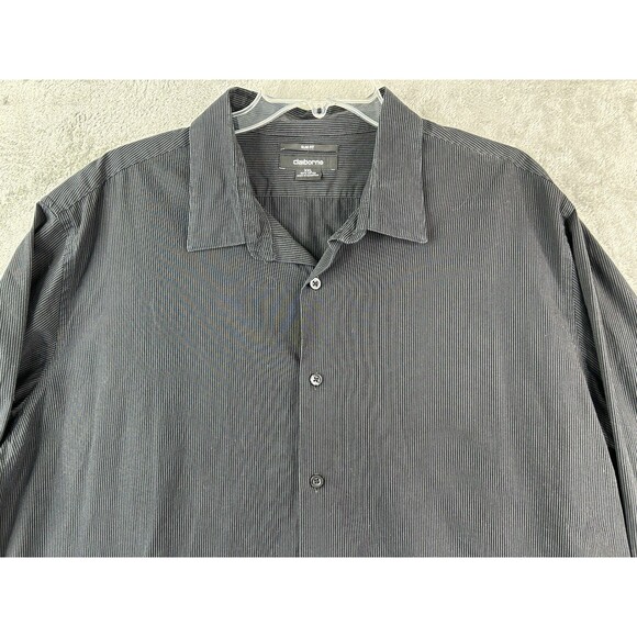 Claiborne Long Sleeve Button Shirt Men's XXL Slim Fit Black Pinstriped - Picture 2 of 7